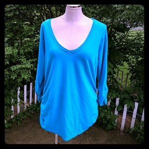 Lane Bryant cotton teal v-neck shirt 14 16